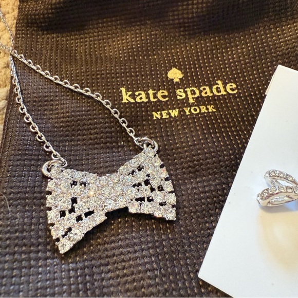 Kate Spade New York NWT Sparkling Bow Pendant Necklace And Earrings Set. - Picture 2 of 5